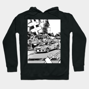 JDM Japanese Drift Racer Drifting Car Anime Manga Eurobeat Intensifies Aesthetic #11 Hoodie